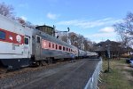 A mixture of former Comet 1s and restored private cars make up the Polar Express train as it passes the Whippany Railway Museum